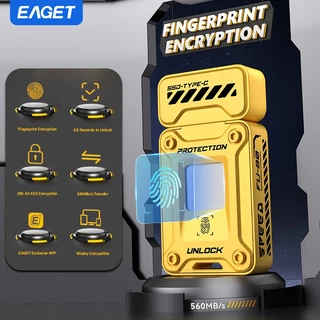 EAGET FU80 5Gbps แฟลชไดรฟ์โซลิดสเตตพร้อมการเข้ารหัสลายนิ้วมือ (128GB/256GB)