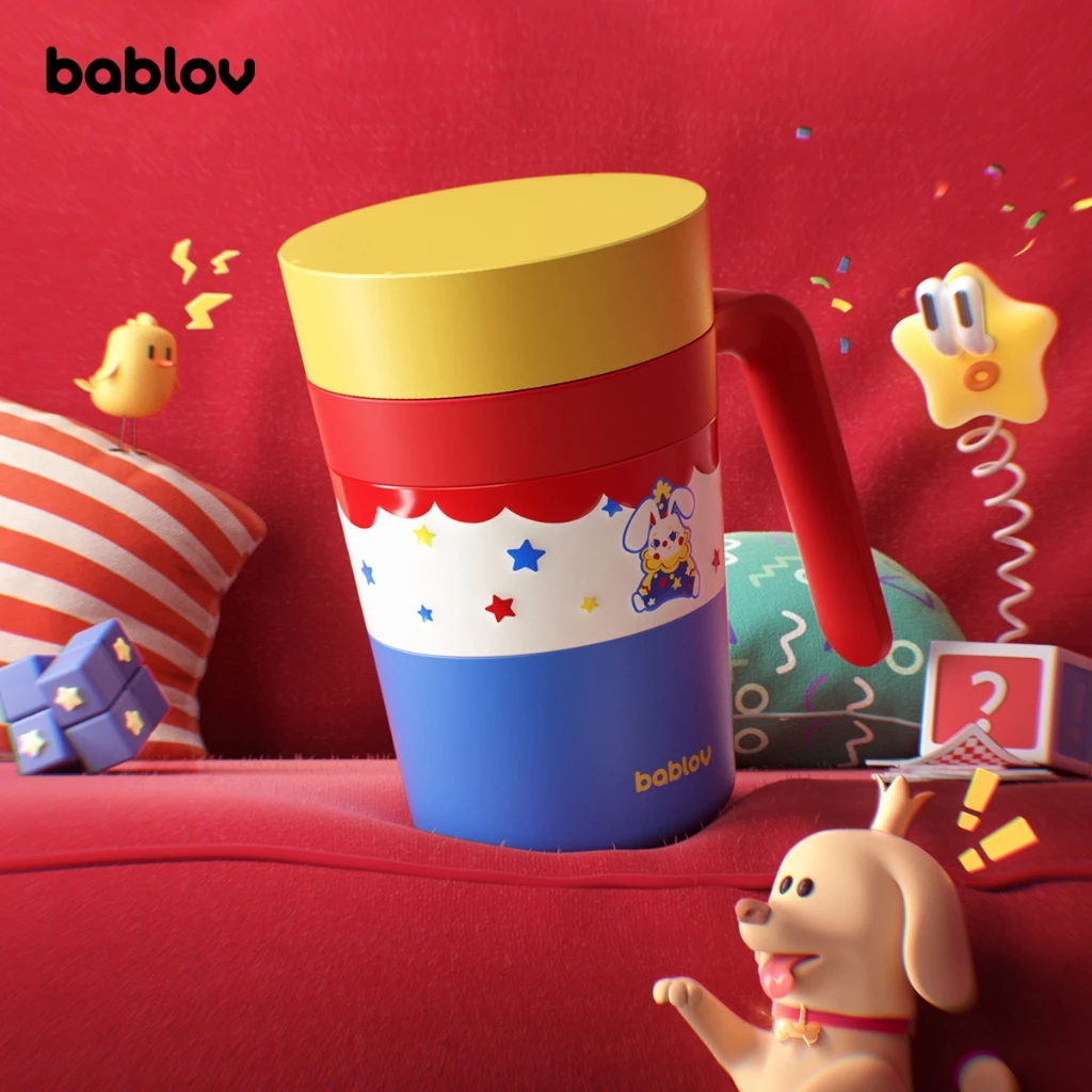 Bablov แก้วเซรามิก 2 ชั้น - 450ml แก้วกันรั่ว พร้อมมือจับออกแบบพิเศษ