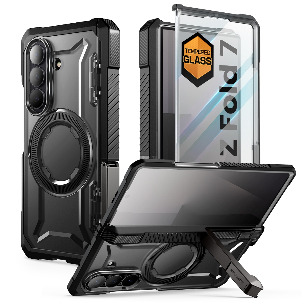 SUPCASE UB Grip สำหรับ Samsung Galaxy Z Fold 7 เคสพร้อมขาตั้ง รองรับ MagSafe ในตัว กระจกนิรภัยกันรอยหน้าจอ บานพับครอบคลุม เคสโทรศัพท์เกรดทหาร