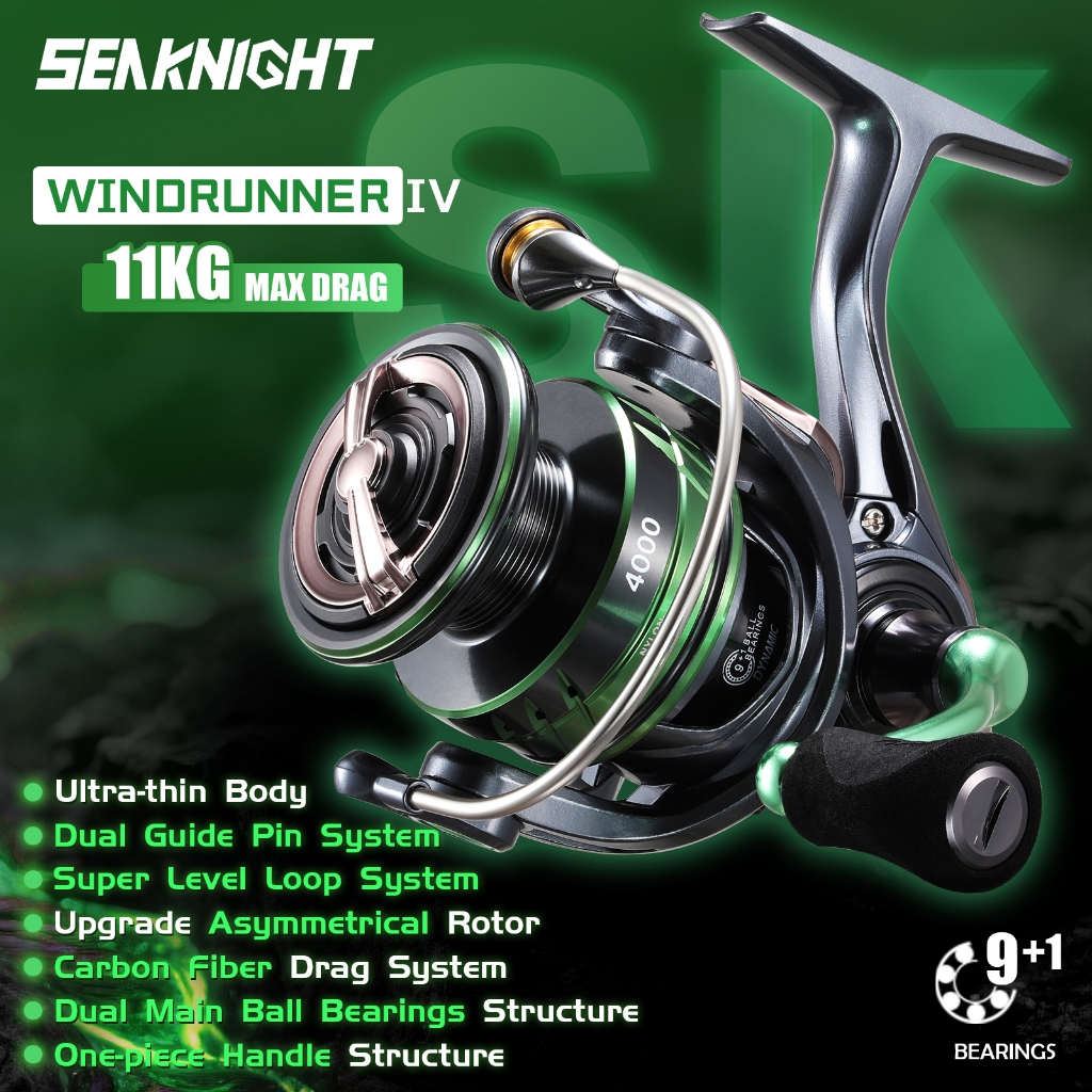 SeaKnight WR4 Series รอกสปินนิ่ง 5.2:1 มาพร้อมระบบพินจับชิ้นเดียว น้ำหนักเบา พลังงานสูงสุด 11 กก.