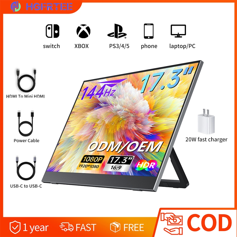 HGFRETEE 17.3 144Hz แบบพกพา Gaming 1080P แล็ปท็อปคอมพิวเตอร์สําหรับ Switch/Xbox/PS5/Mac