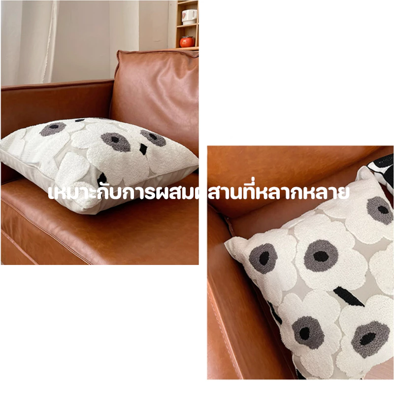ปลอกหมอนอิง 45x45 ซม ลายคลาสสิกสีขาวดำ thumbnail 6