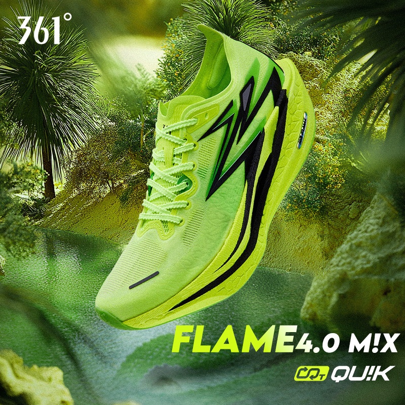 361 Degrees丨Flame 4 Mix รองเท้าวิ่ง สีใหม่ พร้อมแผ่นคาร์บอน ระบายอากาศได้ดี 672512204