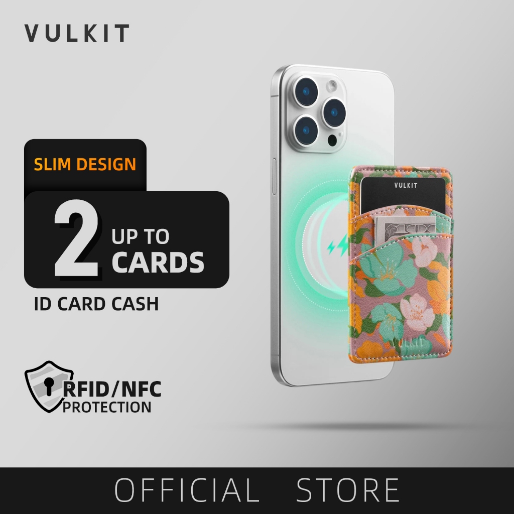 VULKIT-Slim Magnetic Leather Phone Card Holder RFID Blocking สําหรับสมาร์ทโฟน-VPA117