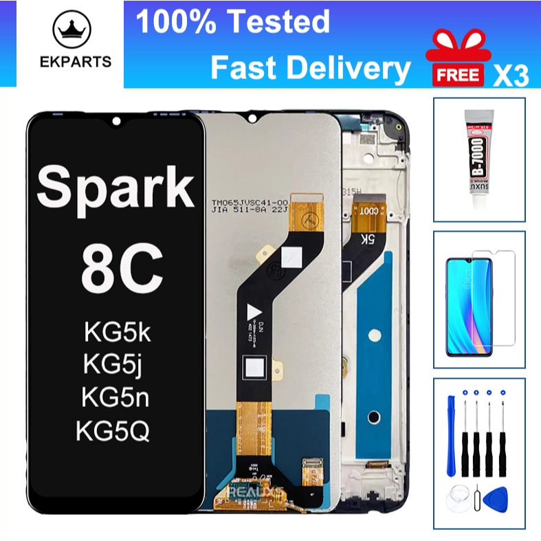 6.6 LCD สําหรับ Tecno Spark 8C KG5k KG5j KG5n จอแสดงผล LCD Touch Screen Digitizer Assembly สําหรับ S