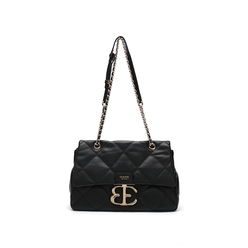 MOYOU กระเป๋าสะพายข้างและพาเลสดีไซน์เก๋ด้วยโซ่ควิลท์ สไตล์สำหรับผู้หญิง คลาสสิกดำ-ทอง