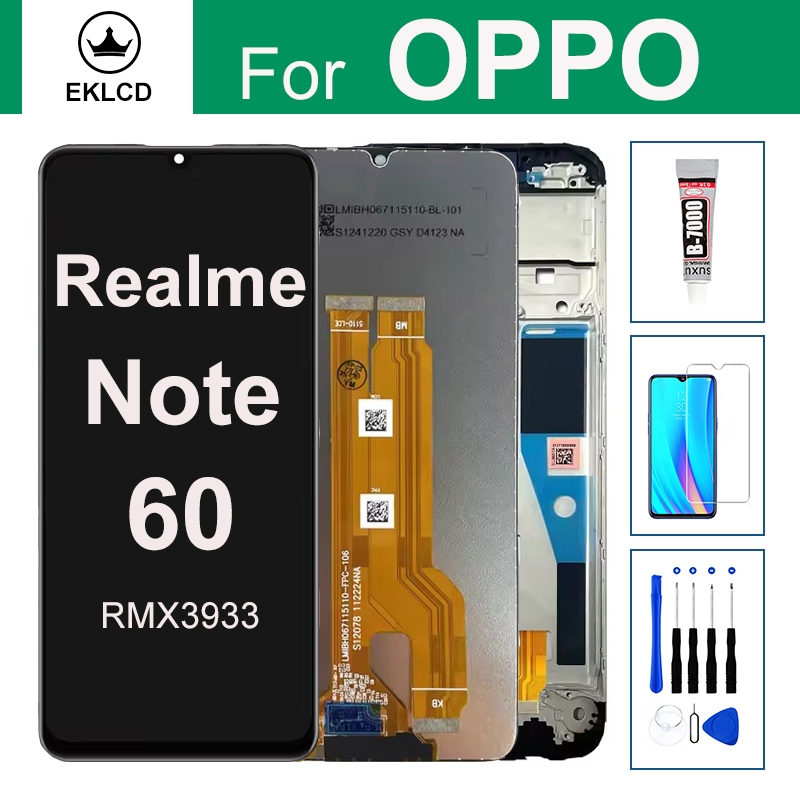 6.74 "จอแสดงผลสําหรับ OPPO Realme หมายเหตุ 60 60X RMX3933 LCD หน้าจอสัมผัส Digitizer Assembly RMX393