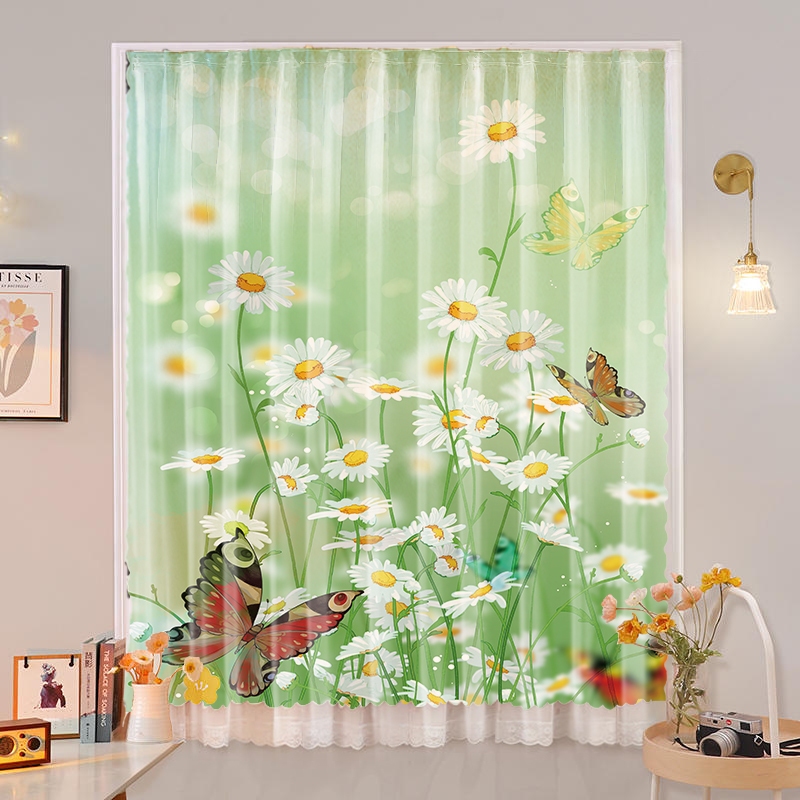 แนะนำ ผ้าม่าน ผ้าม่านตีนตุ๊กแกเส้นด้าย Flower Plus ไม่มีการเจาะ ราคาพิเศษ มีเก็บเงินปลายทาง