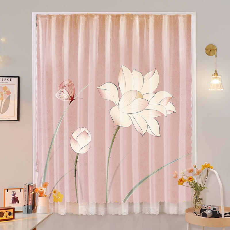 แนะนำ ผ้าม่าน ผ้าม่านตีนตุ๊กแกเส้นด้าย Flower Plus ไม่มีการเจาะ ราคาพิเศษ มีเก็บเงินปลายทาง