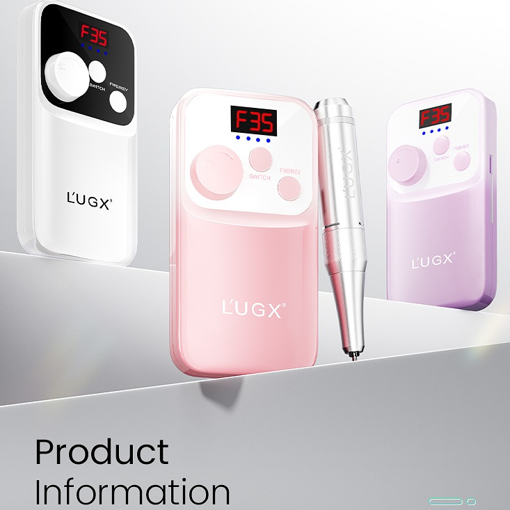 เครื่องเจียสำหรับเจ็ยร์เล็บ L'UGX  LG-602S ขาว /ชมพู /ม่วง หน้าจอ Digital รอบสูงสุด 35000rpm 2200mAh
