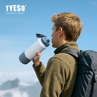 TYESO 01-01013 / 01-01014 / 01-01015 ขวดน้ำเก็บอุณหภูมิ 1200ml / 1500ml / 2000ml สแตนเลสสูญญากาศ เก็บร้อน-เย็น 24ชม. ฝา Pop-Up กันรั่ว BPA Free กระติกน้ำความจุใหญ่