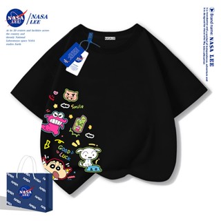 【จัดส่งภายในวันเดียว】เสื้อยืด NASA ผ้าฝ้าย ลายชินจังนำโชค สำ…