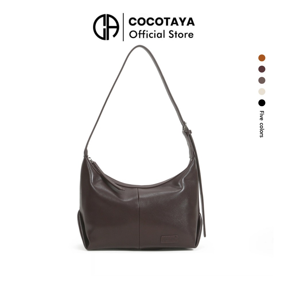 COCOTAYA- Bag กระเป๋าสะพายข้างไหล่ PU สีทึบสําหรับผู้หญิงใหม่