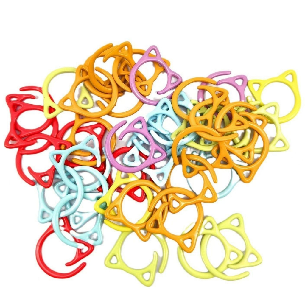 5ชิ้นหลายสีถักเข็มหัวฉีดหูแมวเกลียวโลหะฉีดหัวเข็มขัดโครเชต์ตะขอล็อคเข็มคลิปอุปกรณ์เย็บผ้า