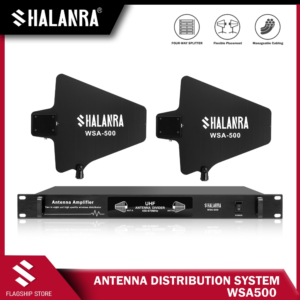 SHALANRA WSA500 UHF ไมโครโฟนไร้สายเสาอากาศระบบกระจาย 800M ยาวครอบคลุมสําหรับสัญญาณไมโครโฟนไร้สาย