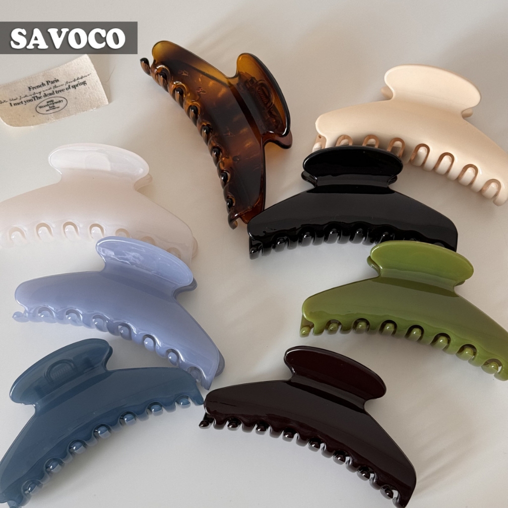 SAVOCO ใหม่ลูกกวาดสีบริสุทธิ์กิ๊บติดผมหญิงผ้าโพกศีรษะฉลามที่มีสีสันจับคลิปสำหรับผู้หญิงเครื่องประดับผม SC228