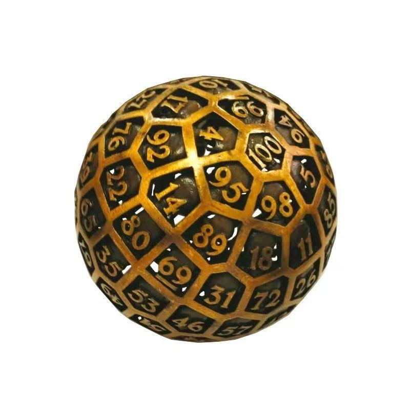 D100 โลหะลูกเต๋า 50 มม. 100 ด้านลูกเต๋า Polyhedral พร้อมกระเป๋ากํามะหยี่สําหรับ Dungeons และ Dragons