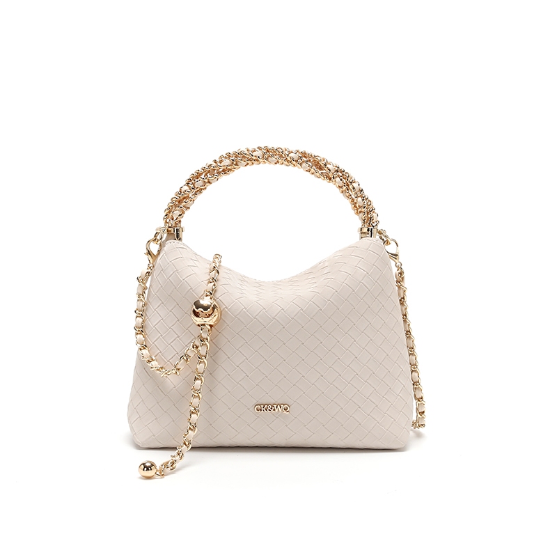 MOYOU กระเป๋าถือลายทอใหม่สำหรับผู้หญิง สีทองประณีต ใช้เป็น숄เดอร์หรือครอสบอดี้