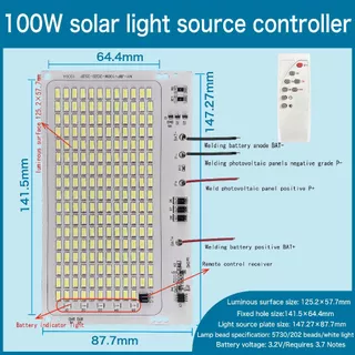สว่างเป็นพิเศษ 60W100W200W แผงแหล่งกําเนิดแสงพลังงานแสงอาทิตย์ลานกลางแจ้งในชนบทบอร์ดควบคุมแสงรีโมทคอนโทรลฟลัดไลท์ไฟถนน LED