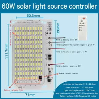 สว่างเป็นพิเศษ 60W100W200W แผงแหล่งกําเนิดแสงพลังงานแสงอาทิตย์ลานกลางแจ้งในชนบทบอร์ดควบคุมแสงรีโมทคอนโทรลฟลัดไลท์ไฟถนน LED