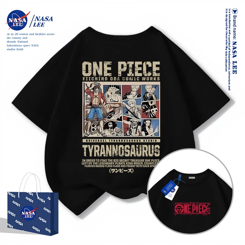 【จัดส่งภายในวันเดียว】เสื้อยืด NASA ผ้าฝ้าย ลายทีมหมวกฟาง สำหรับทุกวัย ระบายอากาศดี สไตล์ไทย