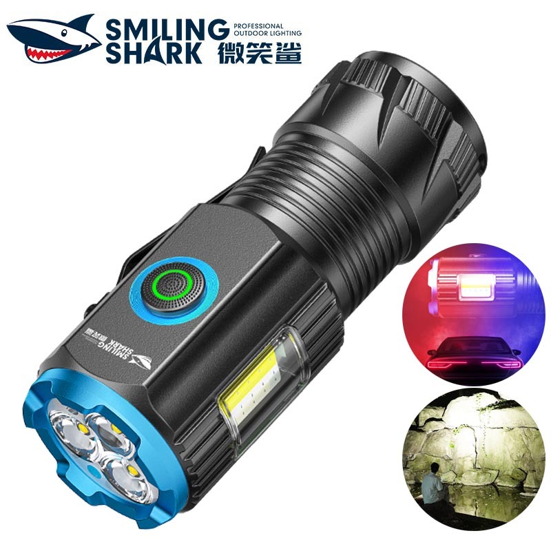 Smilingshark SD1026 ไฟฉาย led ไฟฉายขนาดเล็ก ไฟฉายพวงกุญแจขนาดเล็ก Super Bright 5 โหมดพร้อม Magnetic Type-C กันน้ำแบบชาร์จไฟได้สำหรับเดินป่าตั้งแคมป์กลางแจ้ง Runing