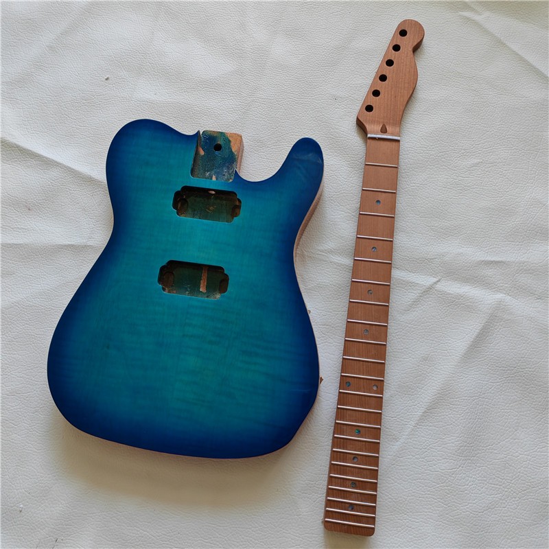 กึ่งสําเร็จรูป 6 สาย TL กีตาร์ไฟฟ้า, Blue Tiger Maple Veneer Top Mahogany Body & Roasted Maple คอ Di