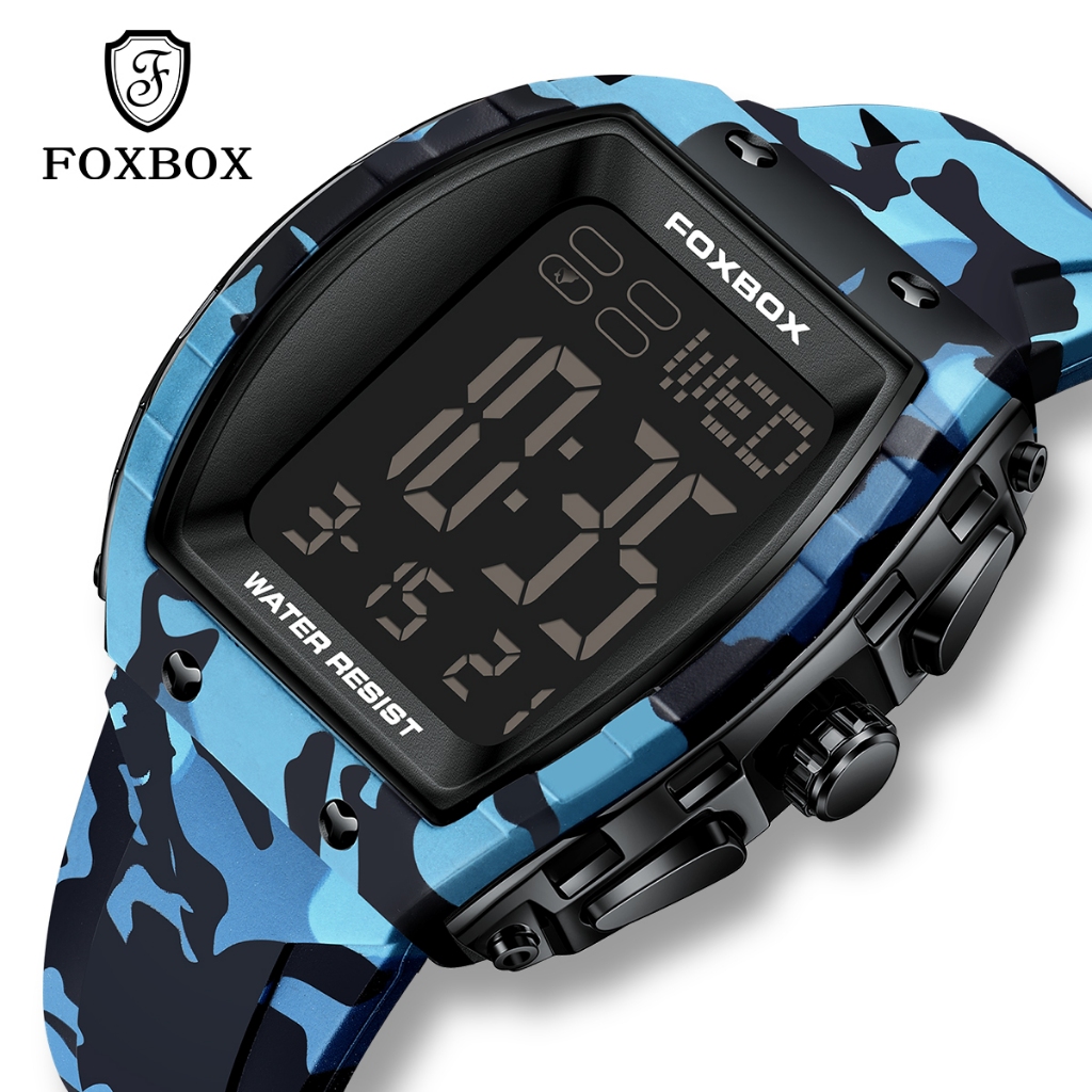 Foxbox นาฬิกาผู้ชายทหารพรางกลางแจ้งกีฬานาฬิกากันน้ําผู้ชาย
