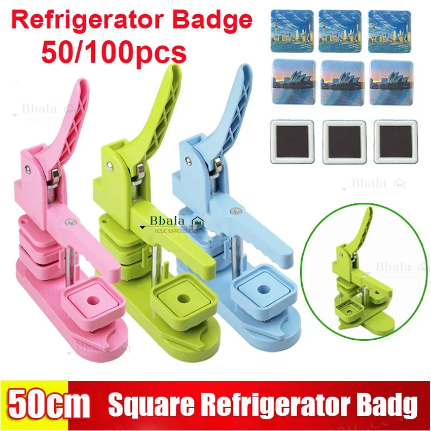 50×50 มม.สแควร์/รอบตู้เย็นป้ายเครื่องกดหมุนคู่มือทําตู้เย็นแม่เหล็กป้าย หมุด สําหรับของขวัญโฮมออฟฟิศธุรกิจป้ายเครื่องปุ่มชง