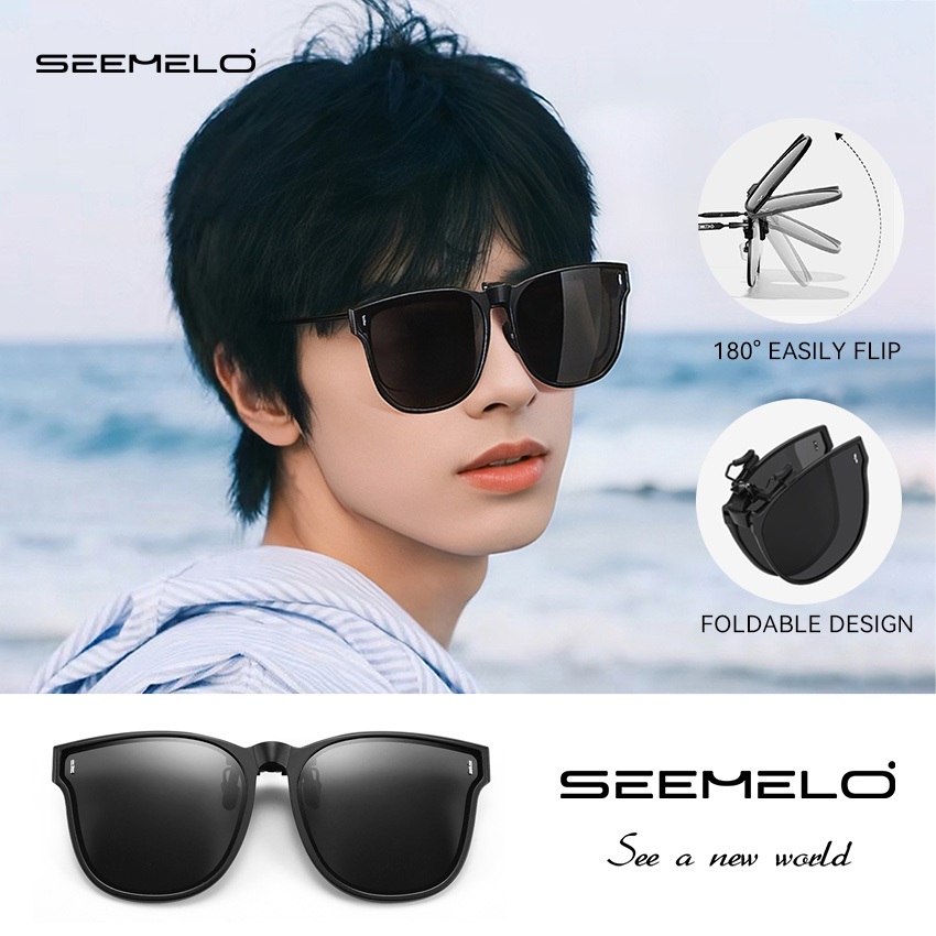 SEEMELO คลิปบนแว่นตากันแดดโพลาไรซ์ TR90 น้ำหนักเบาทราดแบบ Unisex เหมาะสำหรับการขับรถและสวมใส่ในที่แจ้ง