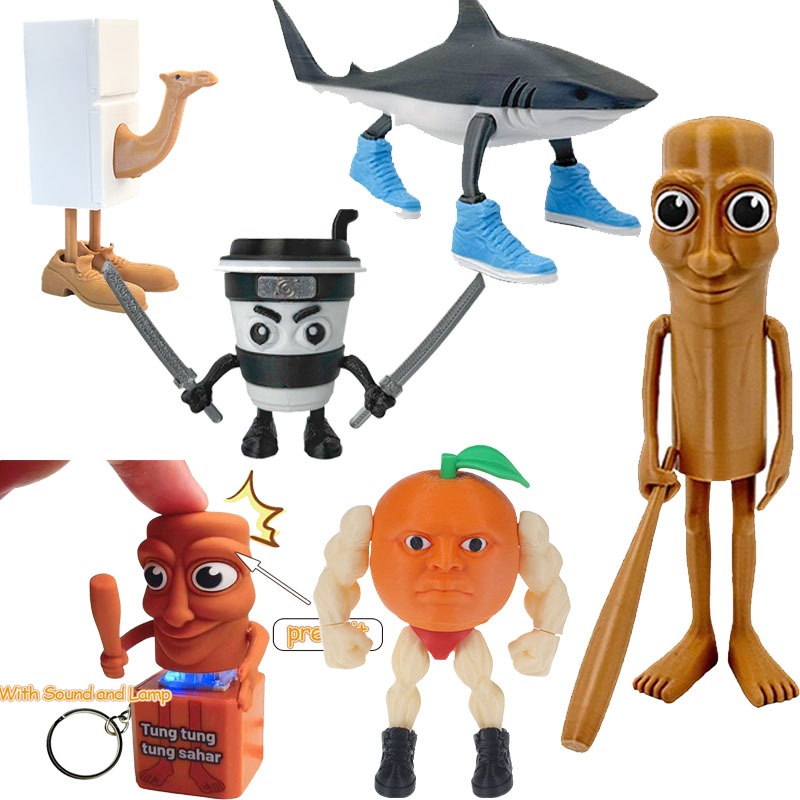 Tung Tung Sahur 3D การพิมพ์ของเล่น Trralero Tralala Action Figurines กระเป๋าเป้สะพายหลังเครื่องประดับจี้