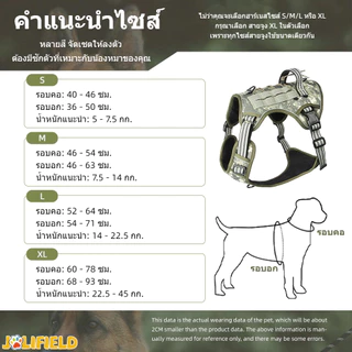 ❗ขายหมดเวลาจำกัด❗สายจูง ใหญ่ ฮาร์เนสสุนัขหลายฟังก์ชัน บล็อกพุ่งกระโจน สไตล์ทหาร เสื้อสุนัข ปลอกคอสุนัข JOLIFIELD