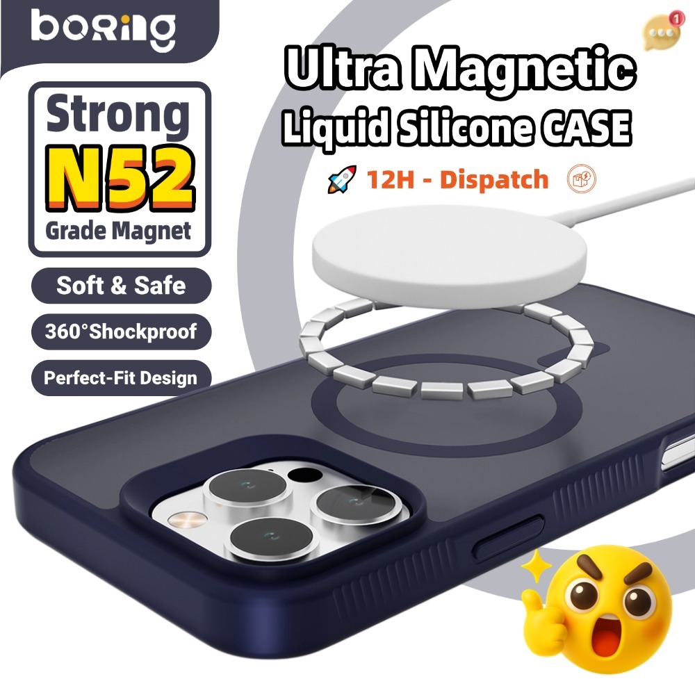 เคส iPhone สีฟ้า Magnetic Matte | N52 Magnet + กันกระแทก + Skin-Feel Soft Back | ไอโฟน 15–16