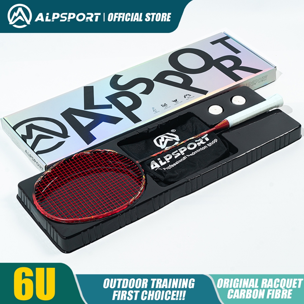 ALPSPORT【ไม้แบดมินตัน】Ashura 6U G5 สูงสุด 22 ปอนด์ 75 กรัม ไม้แบดมินตันคาร์บอนไฟเบอร์สำหรับการบินสีแ