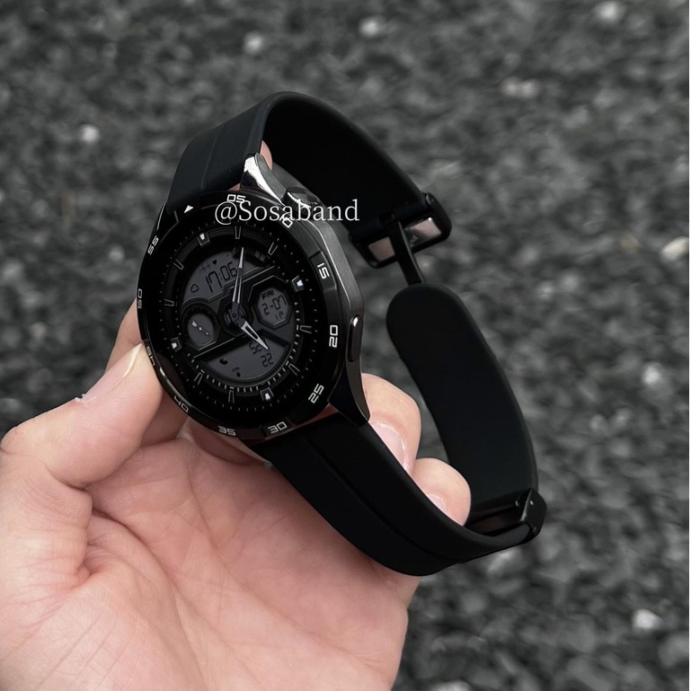 สายซิลิโคนขนาด 22 มม. เหมาะสําหรับ Huawei Watch gt5/gt4/gt3pro46 มม.กีฬา watch5/4PRO สายคล้องหัวเข็มขัดแม่เหล็ก 20 มม.Universal