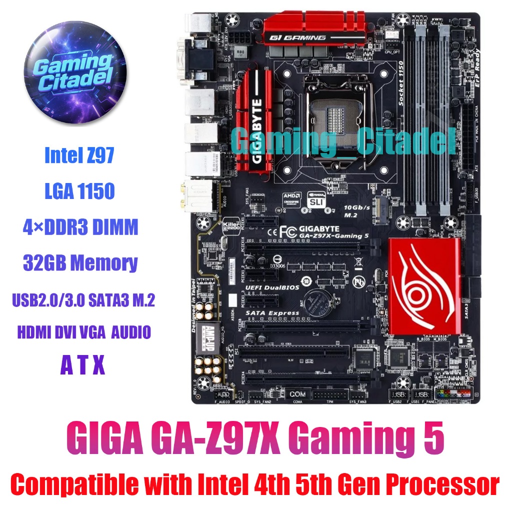 ใช้ GIGABYTE Z97X GAMING 5 ATX DDR3 เมนบอร์ด LGA 1150 เข้ากันได้กับโปรเซสเซอร์ Intel 4th 5th Gen ทดส