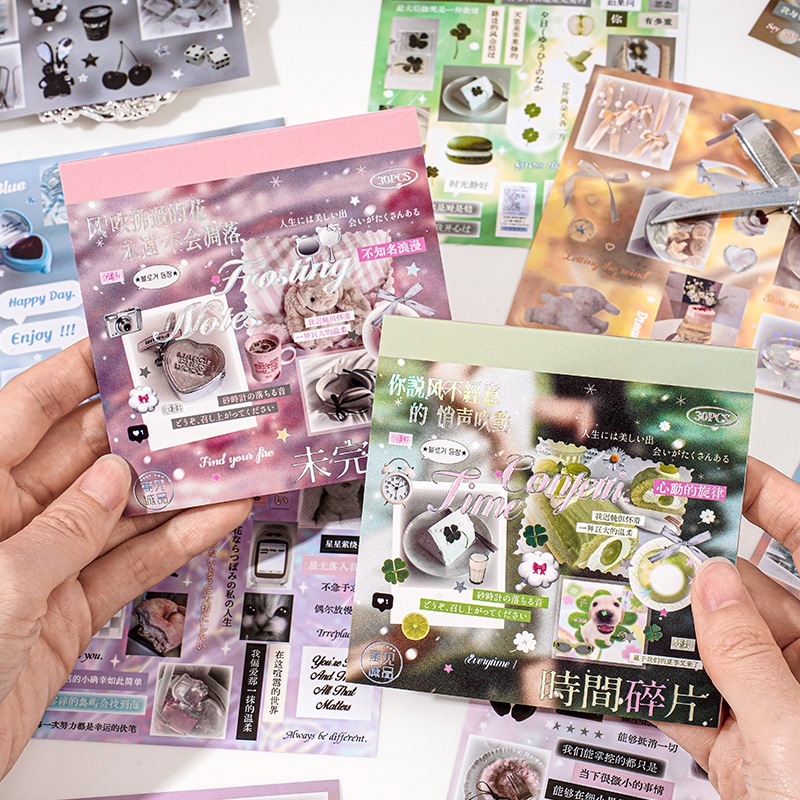 OHAYA |เกาะฝัน |Square Cut Film Sticker Book Korean Style Hot Silver Sticker Book ins Handbook diy สติ๊กเกอร์ตกแต่ง