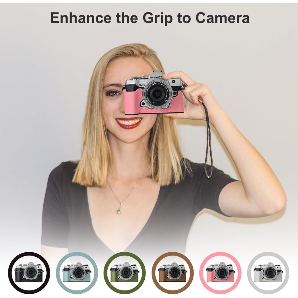 เคสหนัง PU ครึ่งสําหรับ Olympus OM-5/Olympus OM-D E-M5 Mark III เคสกล้อง, เคสป้องกันสําหรับ Olympus 