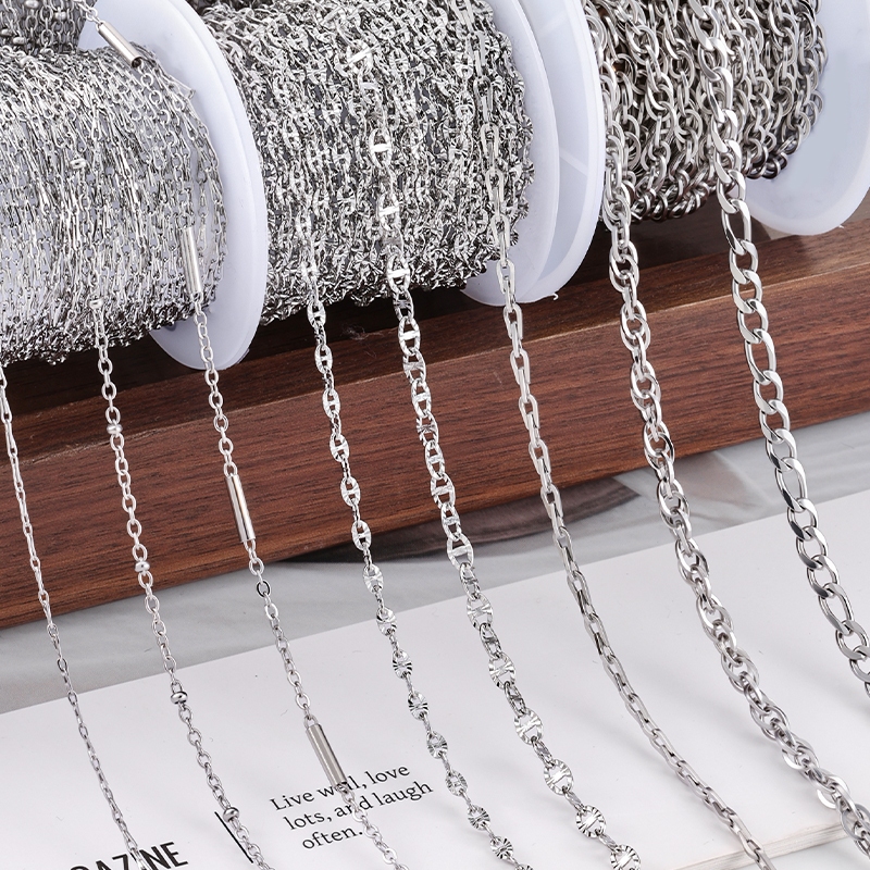 โซ่สแตนเลสสำเร็จรูป DIY แบบก้น้ําและ.Colorfast เหมาะทำสร้อยข้อมือและสร้อยคออาร์ตístico