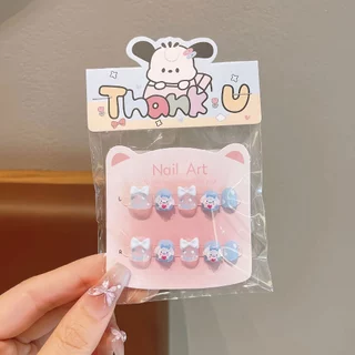Princess Kesli ชุดเล็บปลอมเด็ก 3D สเตอริโอ ลายการ์ตูนน่ารัก หวานน่ารัก สติ๊กเกอร์ติดเล็บที่ถอดออกได้ 10 ชิ้นเด็ก