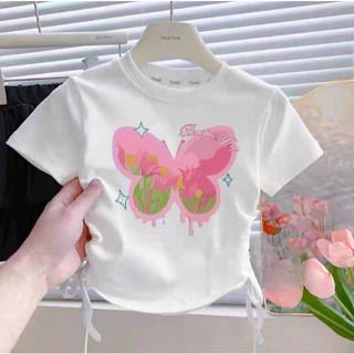 【จัดส่งจากประเทศไทย】เสื้อยืดแขนสั้นเด็กผู้หญิงสไตล์เกาหลีรุ่นใหม่ ชุดเด็กผู้หญิง เด็กผู้หญิง