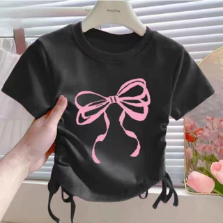 【จัดส่งจากประเทศไทย】เสื้อยืดแขนสั้นเด็กผู้หญิงสไตล์เกาหลีรุ่นใหม่ ชุดเด็กผู้หญิง เด็กผู้หญิง