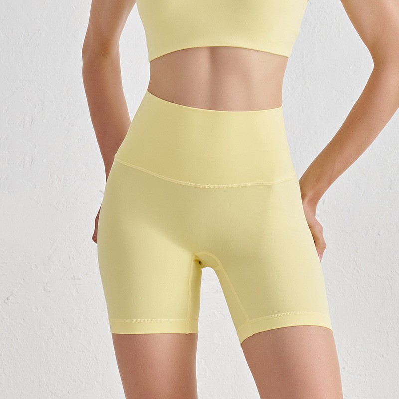 เอวสูงไม่มีด้านหน้า ที เส้น กางเกงขาสั้นผู้หญิงสําหรับใส่เล่นโยคะ - รูปที่ 5