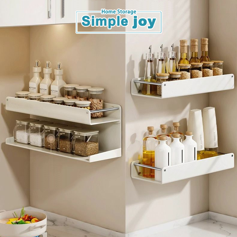 SimpleJoy ชั้นวางเครื่องปรุงติดผนัง ที่เก็บของในครัว ไม่ต้องเจาะผนัง ประกอบง่าย ไม่เป็นสนิม ใช้งานได้นาน