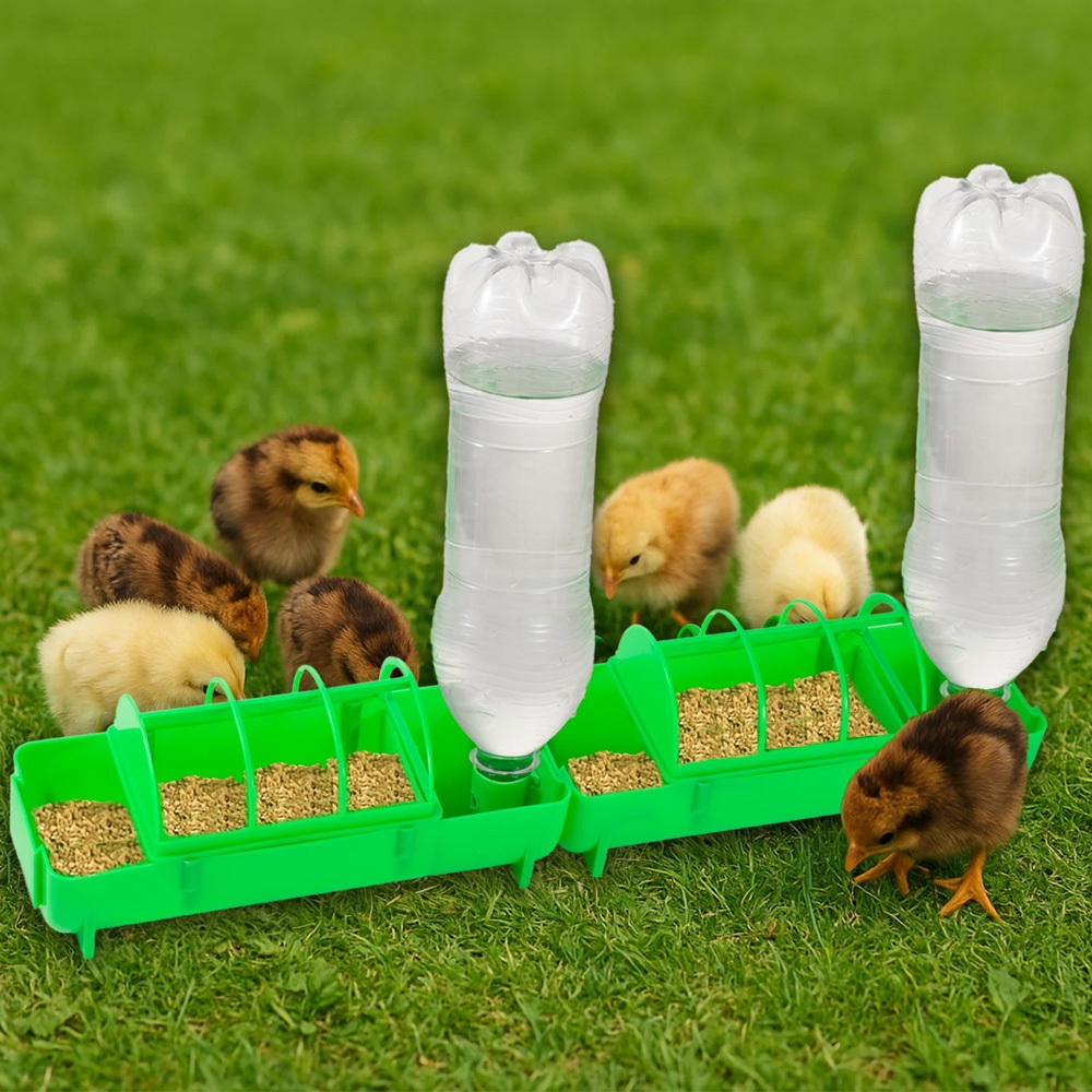 2-in-1 สัตว์ปีกหนา Feeder และเครื่องดื่มน้ําอาหาร DispenserChick Birds Chick Waterer Feeding Rutin ไก่ราง