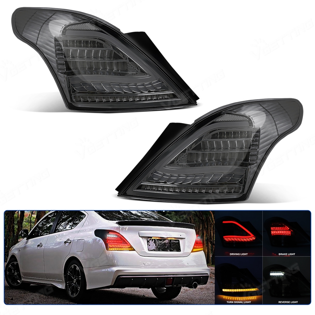 ไฟรถยนต์สําหรับ Nissan Almera ไฟท้าย 2011-2019 LED โคมไฟด้านหลังไฟวิ่งกลางวันแบบไดนามิกไฟเลี้ยวรถอุปกรณ์เสริม
