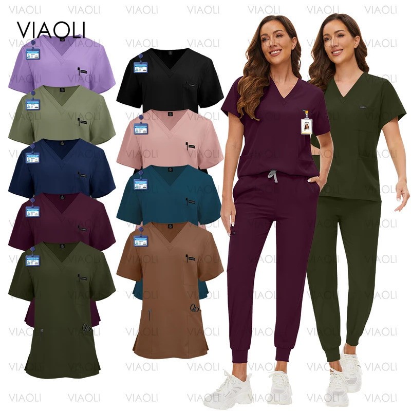 VIAOLI ชุดสครับ ชุดพยาบาล (เสื้อ+กางเกง)
