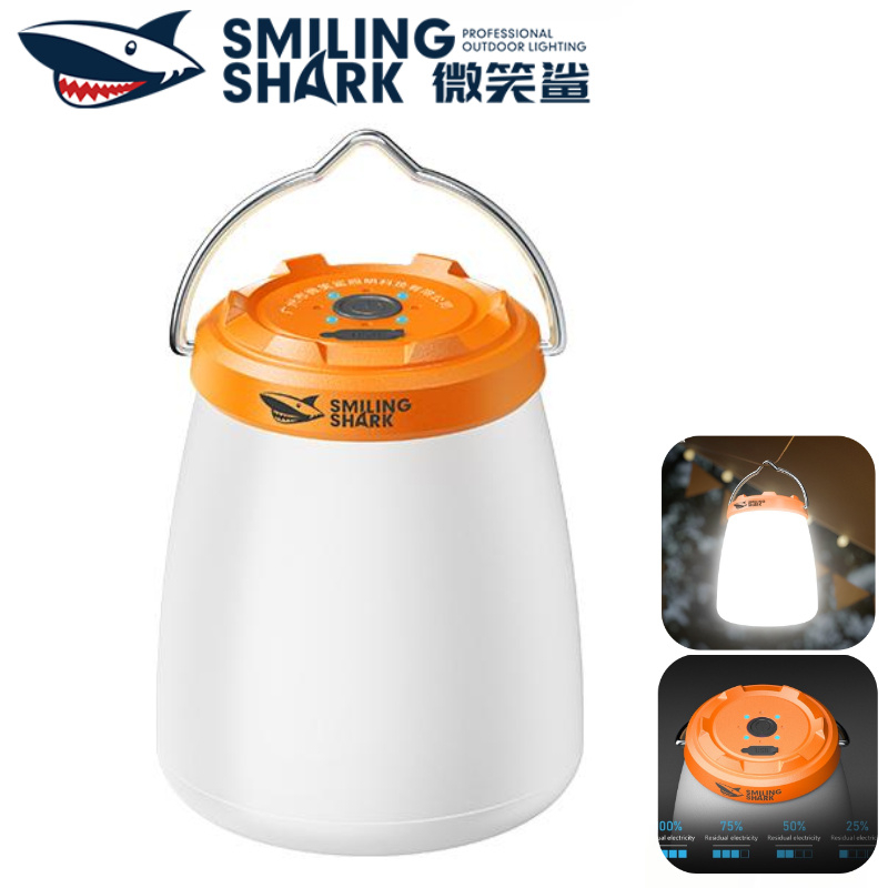 SMILING SHARK ไฟแคมป์ LED โหมด 5 ไฟสีขาว ไฟเหลือง Type-c ไฟแคมป์แบบชาร์จไฟได้ ไฟแคมป์กลางแจ้งกันน้ํา LY8288