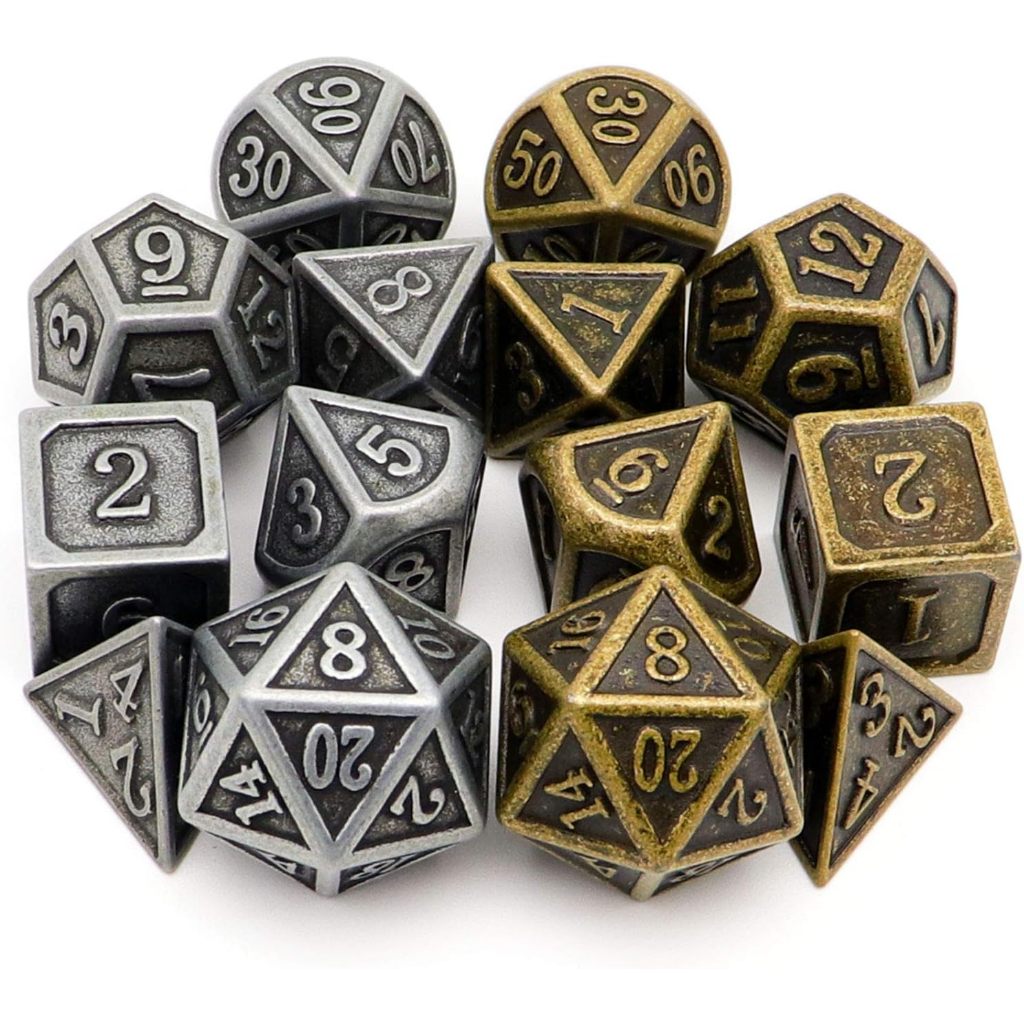 Pirate Metal DND Dice Set D&D Dungeons and Dragons TTRPG Games (2 Pack-Antique Iron & Antique Bronze