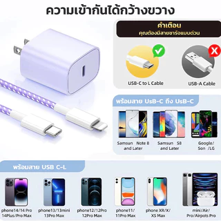 ชาร์จเร็ว PD 35W สายชาร์จสีอ่อน, สายชาร์จ, หัวชาร์จนุ่มชาร์จเร็ว (เหมาะสําหรับ iPhone 5-14pro max/iPad) รับประกัน 1 ปี